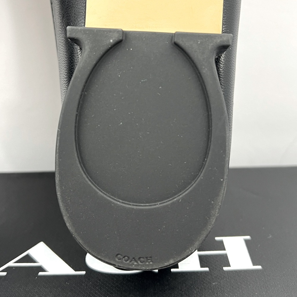 COACH BLACK ALL LEATHER IRENE MULE LOAFER EITH GOLD LOGO & HARDWARE, SIZE 7-B - Picture 8 of 16